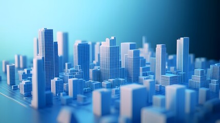 Fototapeta premium low poly modern wireframe city 3d rendering. 