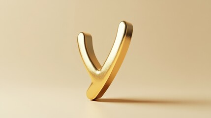 A sleek shiny gold tick mark, signifying correctness and approval. The gold texture gleams elegantly against a plain background