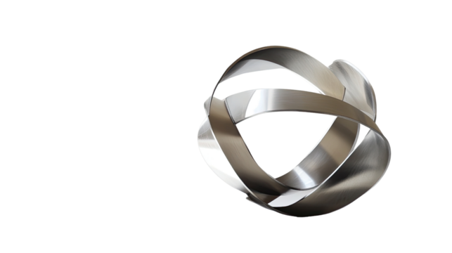 metal abstract sculpture on a transparent background
