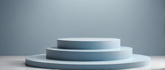 Obraz premium Minimalist Blue Platform for Product Presentation