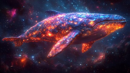 Whale in a Cosmic Nebula Generative AI