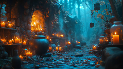 Halloween background with copyspace for your design. Halloween concept. Generative AI.