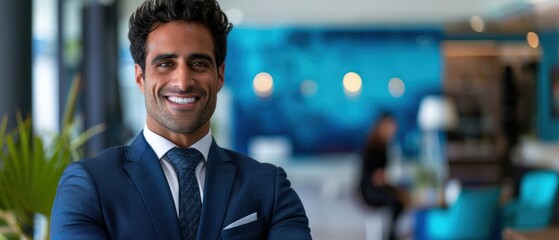 Confident Executive Smiling in a Business Setting