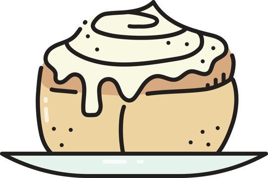 recommend clip art: Cinnamon roll line icon
