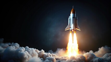 Rocket flying in space