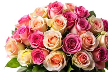 Fototapeta premium Roses bouquet on white background closeup