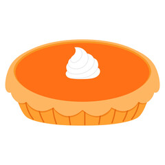 pumpkin pie with cream illustration