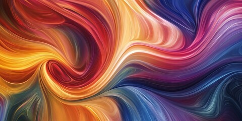 Obraz premium A vibrant and dynamic abstract digital art piece featuring swirling patterns in a spectrum of colors, perfect for backgrounds and creative projects.