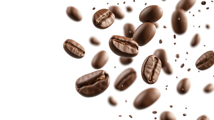 Obraz premium A close-up of coffee beans in the air