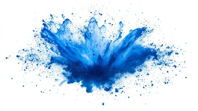Abstract blue explosion isolated on a white or transparent background. Powerful and vivid with intricate splashes and energetic motion