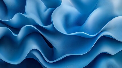 Obraz premium Abstract blue wave art featuring elegant, undulating shapes. The design incorporates a range of blue tones to enhance the sense of movement and depth