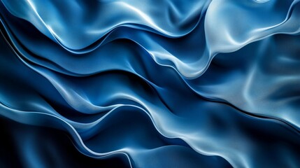 Obraz premium Abstract blue wave illustration with dynamic, wavy lines. The blend of blue tones enhances the sense of movement and fluidity in the design