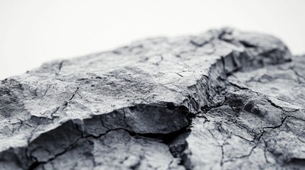 Fototapeta premium Close-up of textured, cracked rock surface in monochrome tones.