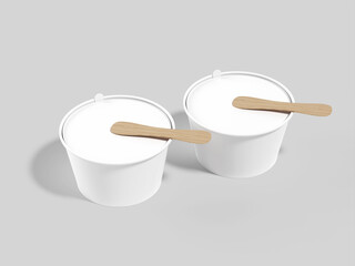 Empty Paper Cup With Stick Mockup 3D Rendering