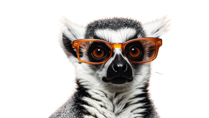 Creative animal Lemur in sunglass shade glasses isolated on pastel background....