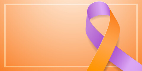 World psoriasis awareness day concept. Banner template with lavender (purple) and orange ribbon awareness. Vector illustration.