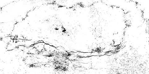 The pattern of ink stains, cracks, fading. Overlay aged grainy messy template. Grunge black white. Monochrome vector texture.