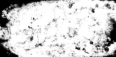 The pattern of ink stains, cracks, fading. Overlay aged grainy messy template. Grunge black white. Monochrome vector texture.