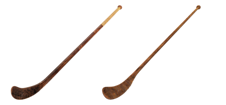 Wooden hockey stick isolated on transparent background, set of