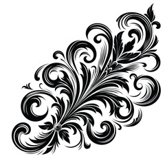 Elegant Black and White Floral Swirl Design Vector Illustration for Design Projects