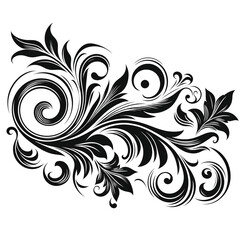 Fototapeta premium Elegant Black and White Floral Swirl Design, Decorative Vector Illustration
