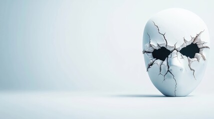 Cracked White Mask with Dark Hollow Eyes