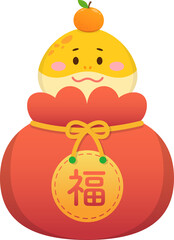 Snake character or cartoon character with red money bag, wealth and Chinese New Year, vector illustration