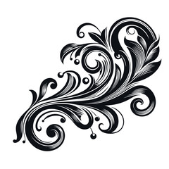 Elegant Black and White Floral Swirl Design Vector Illustration