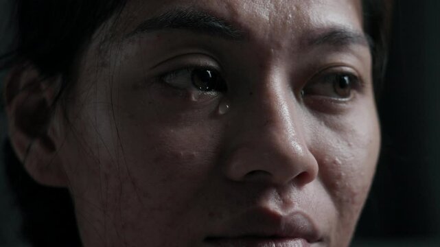 Crying Woman, close up of unhappy crying woman, Sad unhappy grieving crying woman with tears eyes, sadness People with depression.
