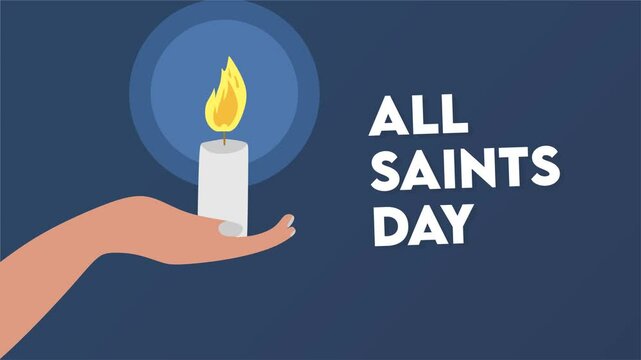 happy all saints day with candles and blue background