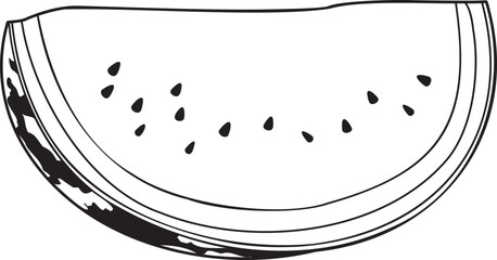 Black and white watermelon vector line art illustration