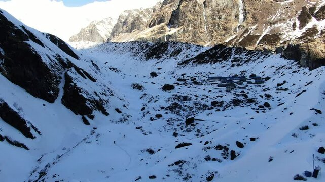 Annapurna mountain range aerial view . Nepal.