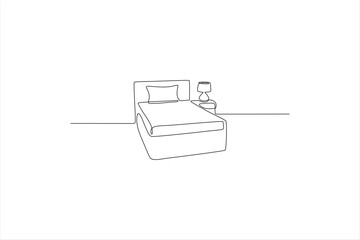 continuous line drawing of the bed