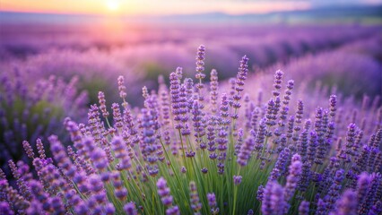 Obraz premium Lavender field background for relaxation spa with vibrant purple hues 