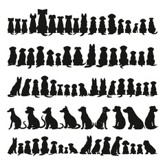 Back Sitting Dogs, Back of Dog Silhouettes, Dogs Sitting Back Vector, Dogs Svg, Dogs silhouette