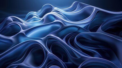 Obraz premium Abstract Blue Swirling Shapes in a 3D Design