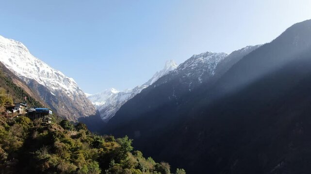 Annapurna mountain range aerial view . Nepal.