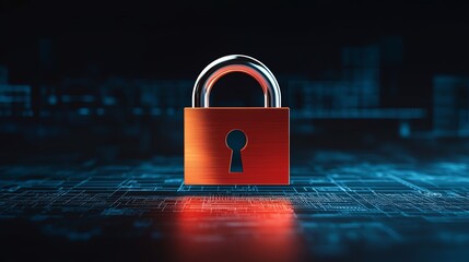 Fototapeta premium Digital padlock on a matrix background, symbolizing data security and protection.
