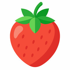 Lush Strawberry with Seeds and Green Leaves Vector Art for Sweetness
