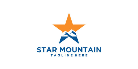 logo design combination of stars and mountains, light, landscape, logo design vector, icon, symbol, idea, creative.
