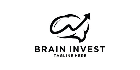logo design combination of brain and arrow, investment, intelligence, profit, smart, logo design vector, icon, symbol, idea, creative.