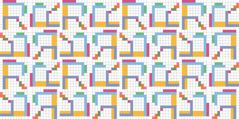 Fototapeta premium Seamless abstract geometric pattern combination of colorful shapes. Perfect for printing, design backgrounds, wallpaper and tiles, gift wrapping