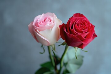 Fototapeta premium Pink and White Roses in Vase