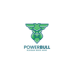 Vector Logo Illustration Bull Simple Mascot Style