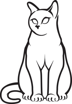 Black and White Cat Line art vector illustration