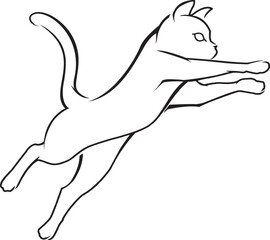 Black and White Cat Line art vector illustration