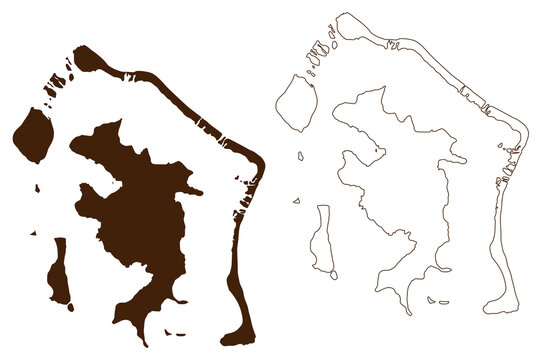 Bora Bora island (France, French Republic, Pacific Ocean, Society Islands Archipelago, French Polynesia) map vector illustration, scribble sketch Bora Bora map