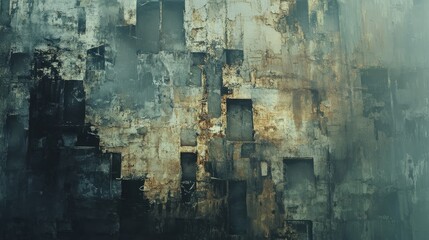 Stunning abstract display of poverty with faded, broken elements forming a pattern on a dynamic backdrop, evoking a sense of deprivation