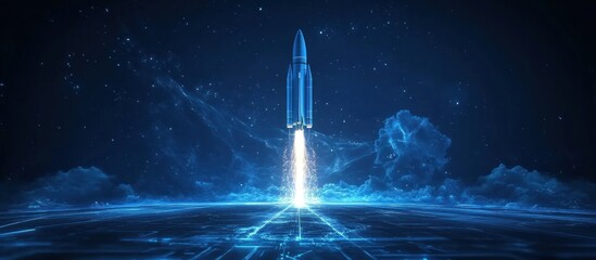 Obraz premium Rocket Launch into a Digital Cosmos