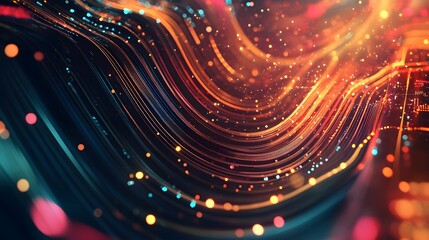 Obraz premium Abstract Wavy Lines with Glowing Lights